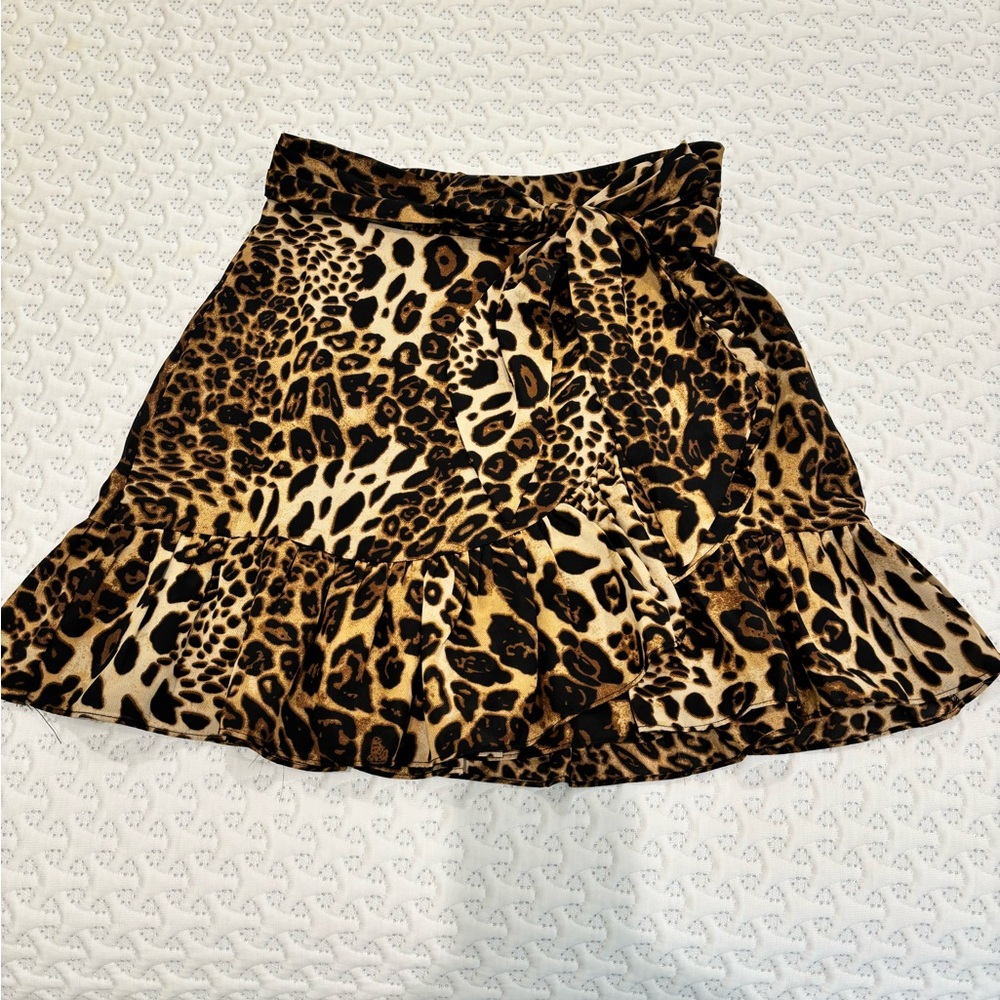 Tan and Brown Ruffled Mini Skirt for Cocktail